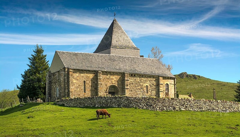 Church of Saint-Alyre-es-Montagne on Cezallier massif