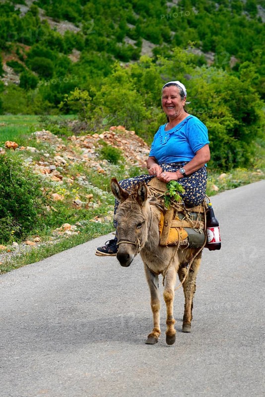 Woman on a donkey