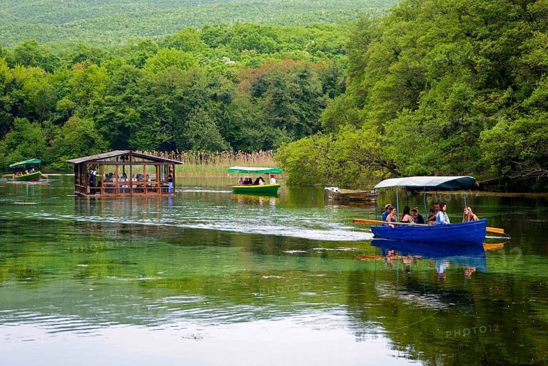 Boats on the headwaters of Lake Ohrid