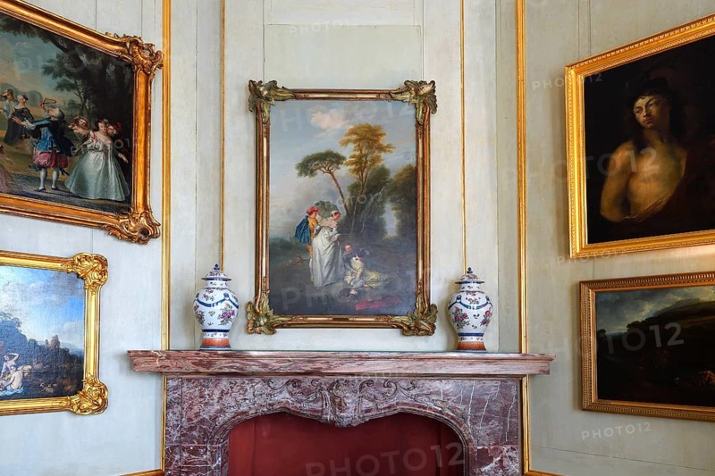Painting above the fireplace by Antoine Pesne The Rural Love
