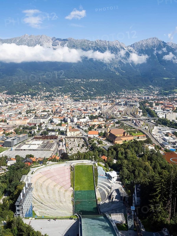View from the Bergisel ski jump down to the stadium