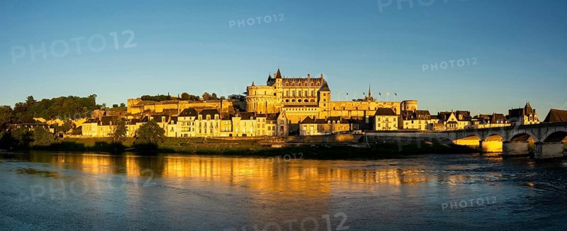 Renaissance castle of Amboise at sunset