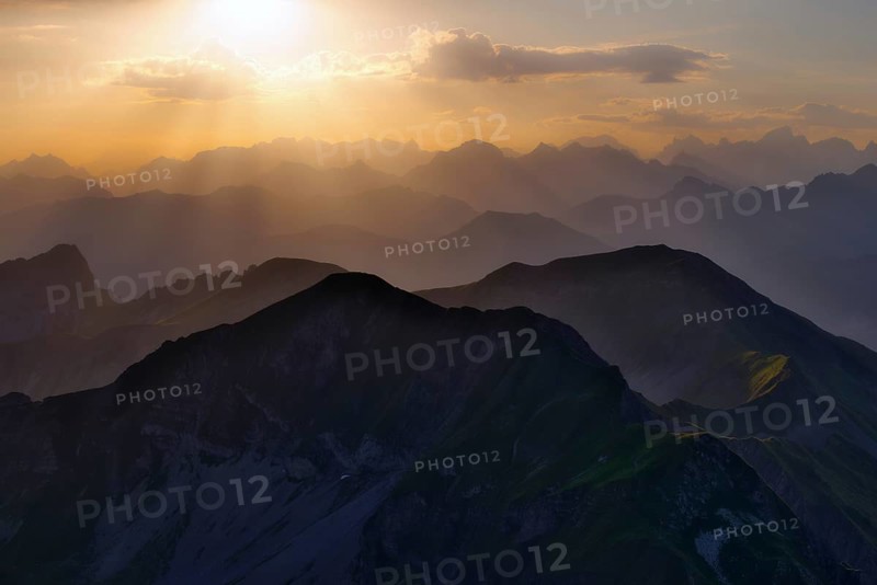 View from Brienzer Rothorn to Central Swiss Alps