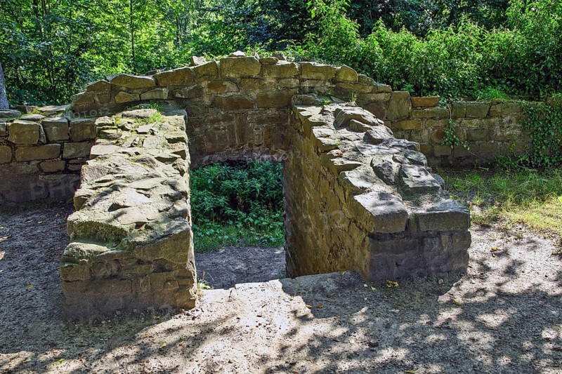 Remains of stairs through castle wall of Ruin Isenburg