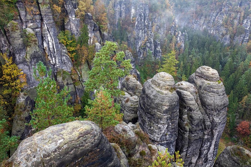 Sandstone rocks in the Bastei area