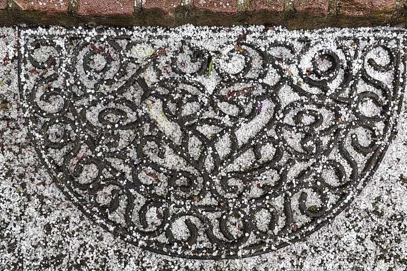 Hailstones on a doormat