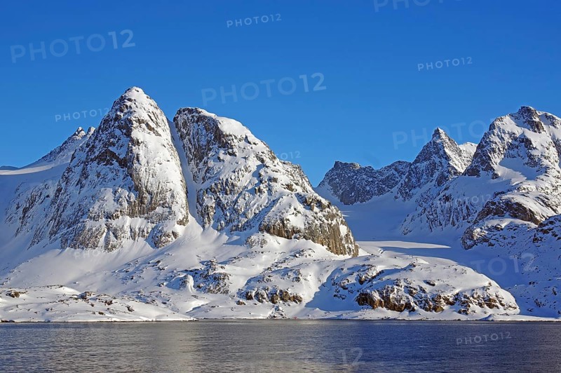 Fjord and deserted mountain landscape