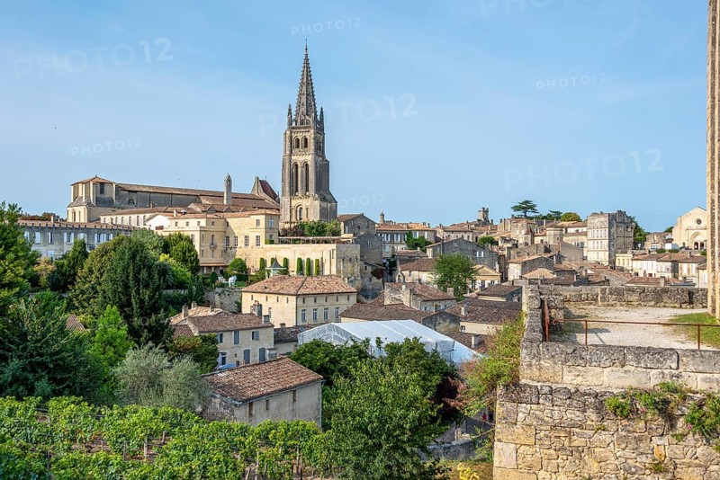 Town view with rock church