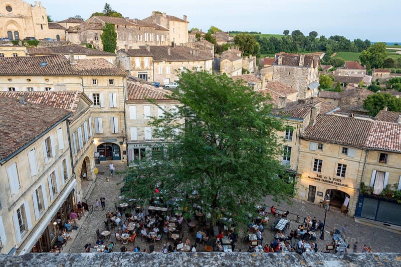 Tourists sitting at tables