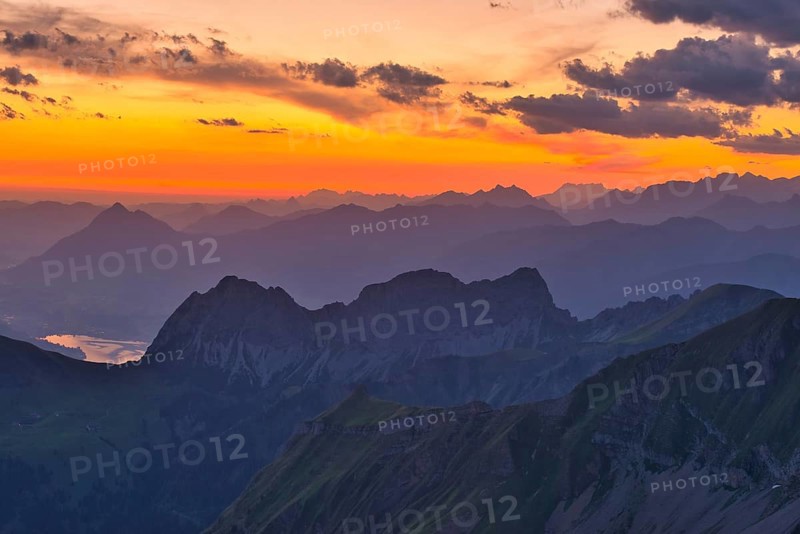 View from Brienzer Rothorn on Central Swiss Alps