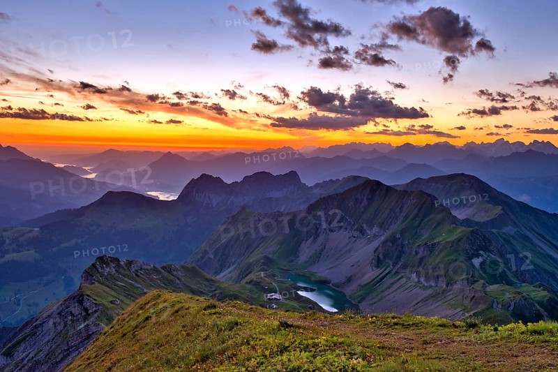 View from Brienzer Rothorn on Central Swiss Alps