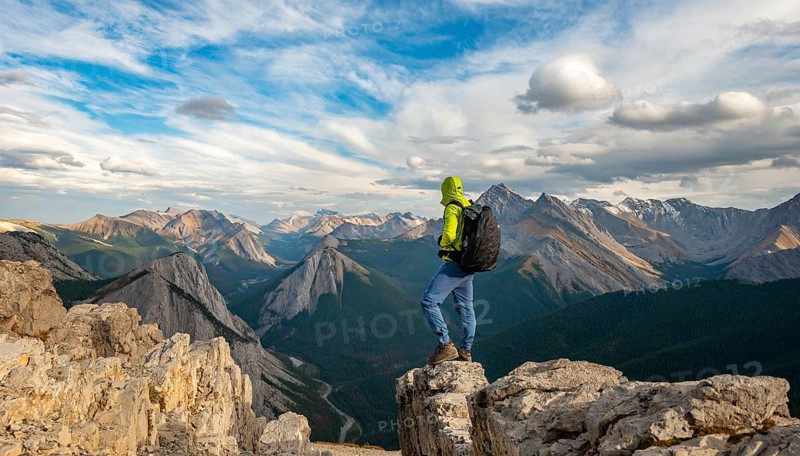 Hiker standing on a rock