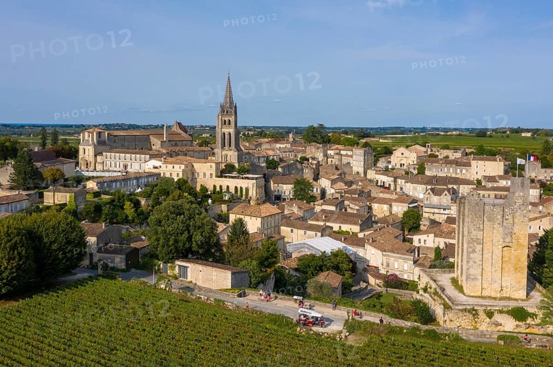 Town view with rock church