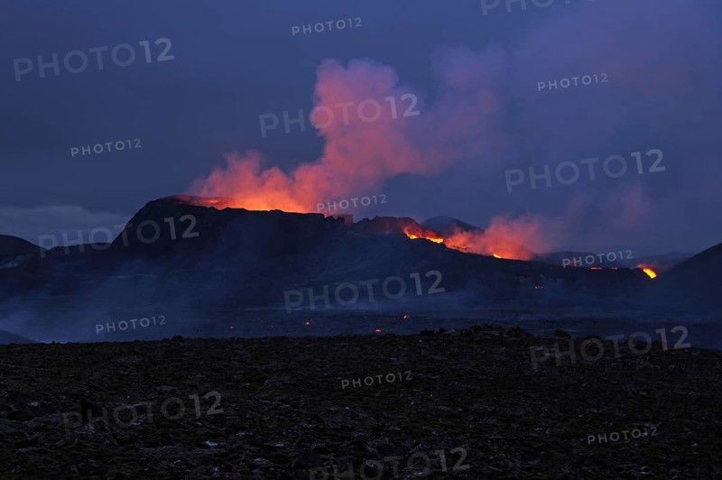 Lava flows from volcano
