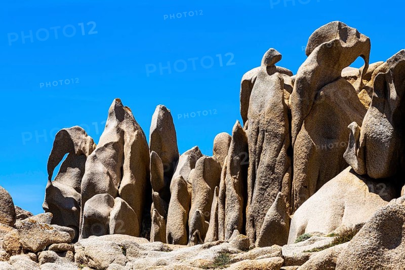 Bizarre rock formations in the Valle della Luna on the rocky coast of Capo Testa near Santa Teresa di Gallura