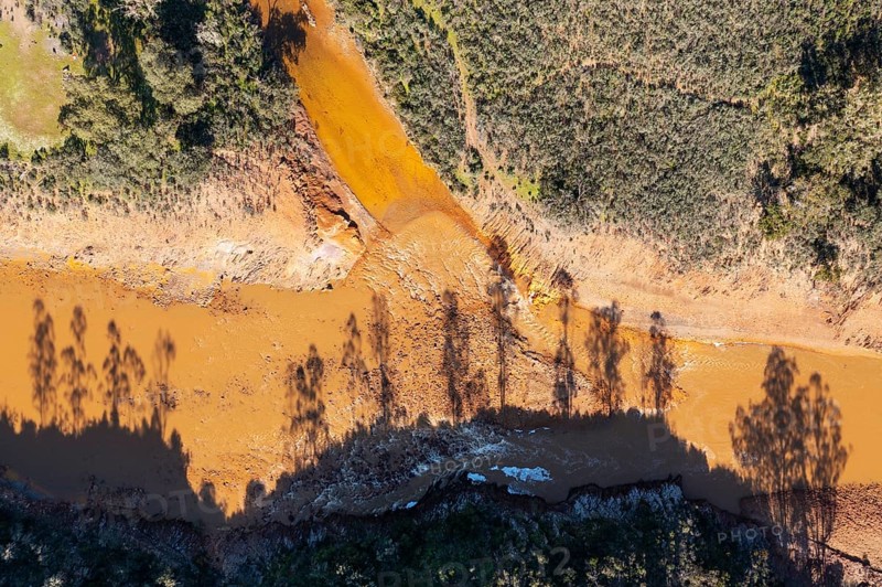 Shadows of trees above the Rio Tinto