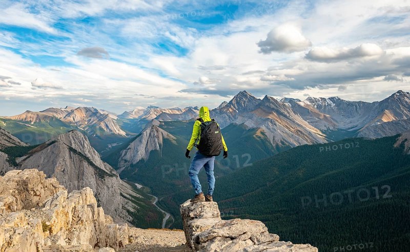 Hiker standing on a rock