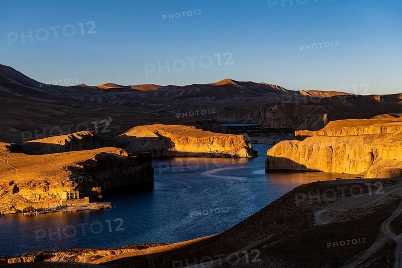 Sunset over the deep blue lakes of the Unesco National Park