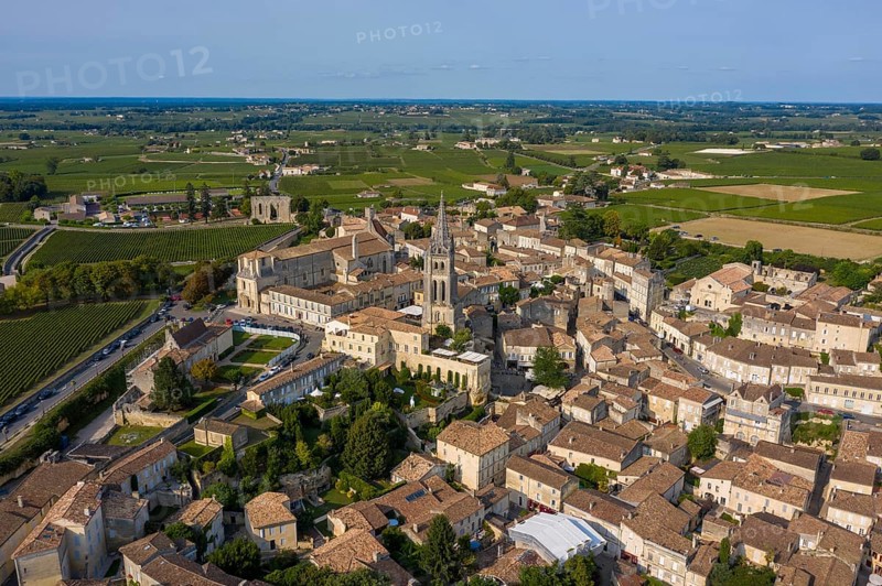 Town view with rock church