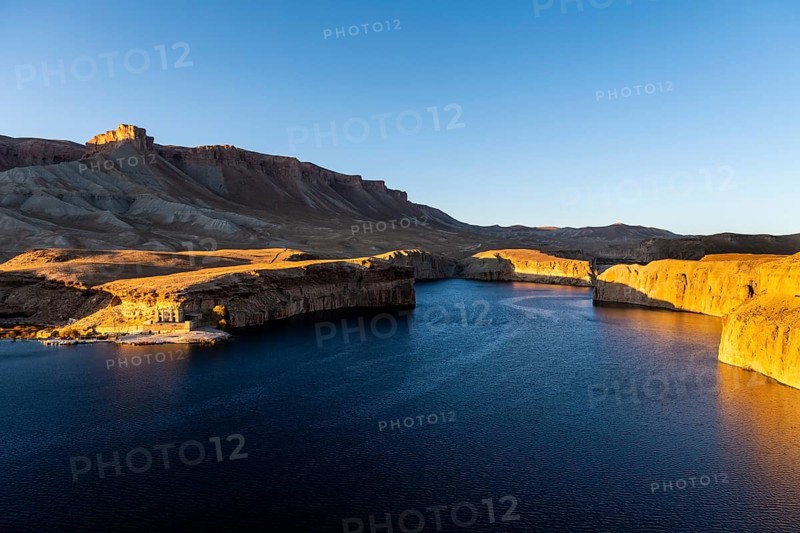 Sunset over the deep blue lakes of the Unesco National Park