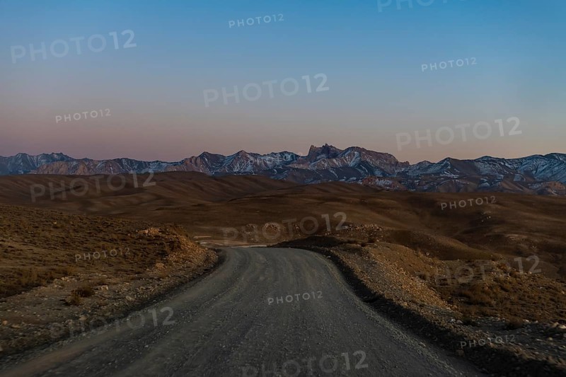 Snow capped mountain scnerey at sunset in the Unesco National Park