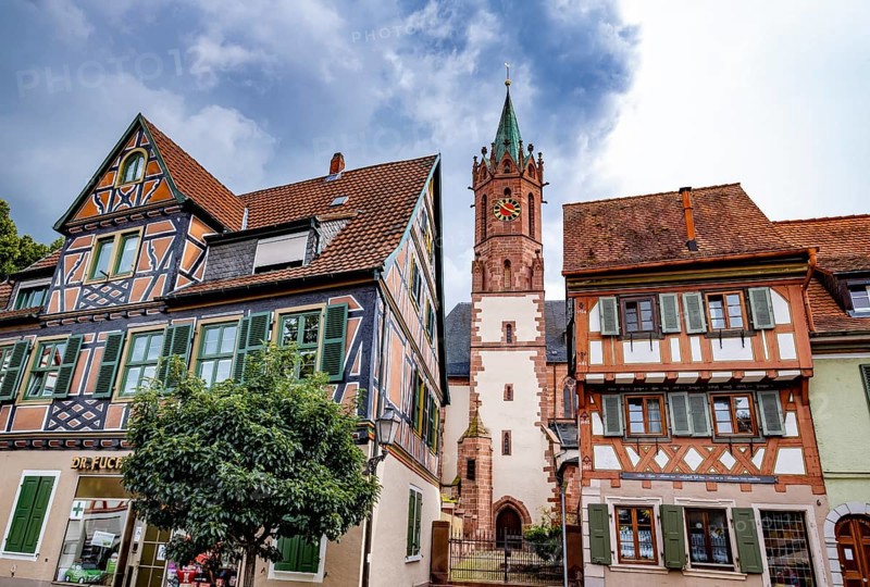 Market square with half-timbered houses