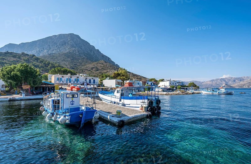 Boats in the small harbour of Telendos