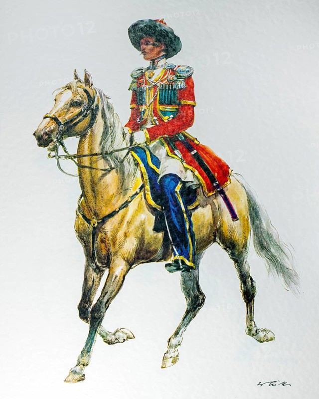 Officer on Horseback of the Russian Empire in 1835 Parade Cossack Uniform