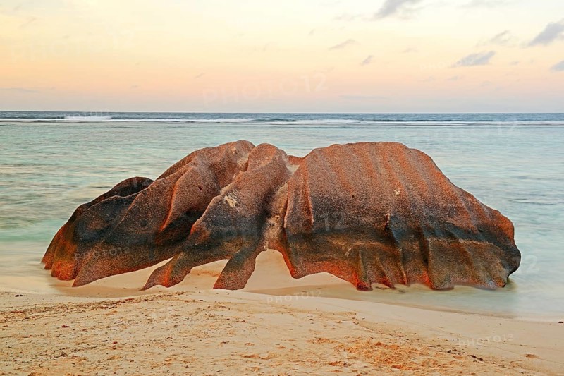 Beach and granite rocks at the dream beach Source d'Argent