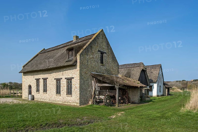 Reconstructed 15th century fishing huts of the medieval fishing village of Walraversijde