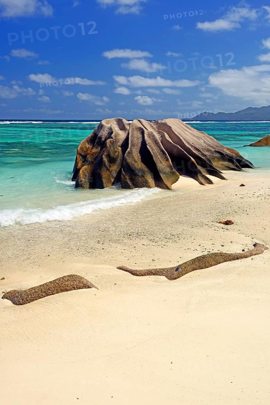 Beach and granite rocks at the dream beach Source d'Argent