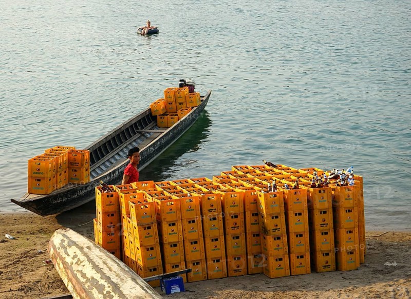 Loading empty beer crates