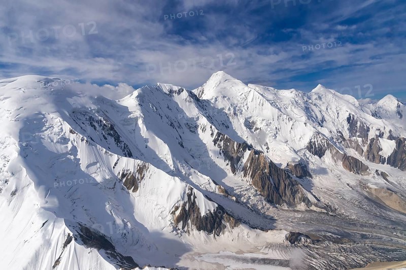 Aerial view over the central Tian Shan Mountains