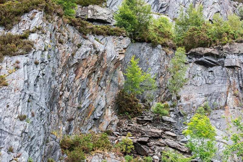 Ballachulish slate quarry with overgrown cliff