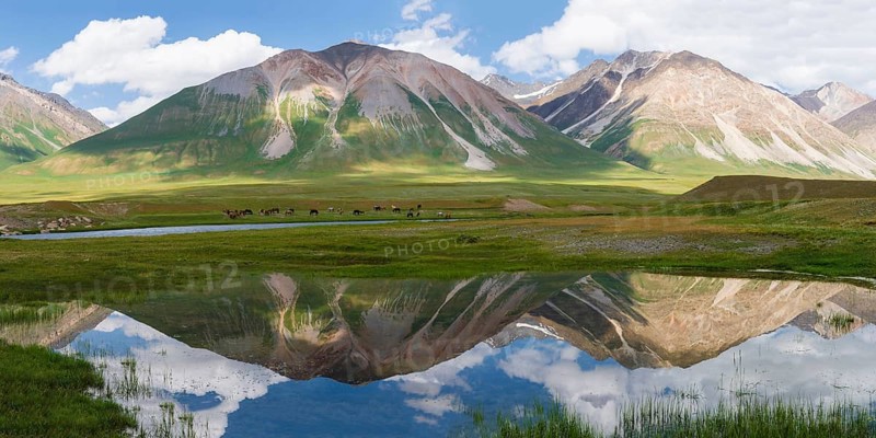 Mountains reflected in the water