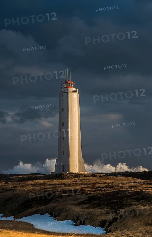 Malariff Lighthouse with surf on the Atlantic coast