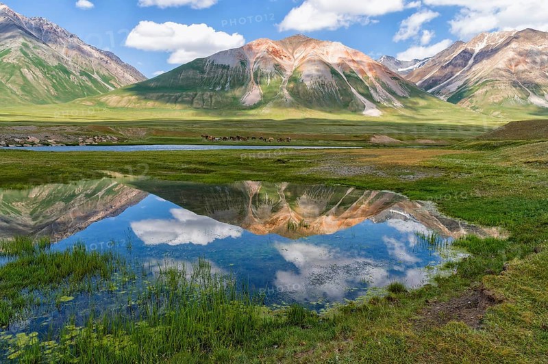 Mountains reflected in the water
