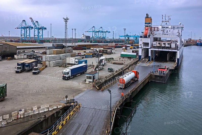 Truck boarding the RoRo freighter mv Bore Song