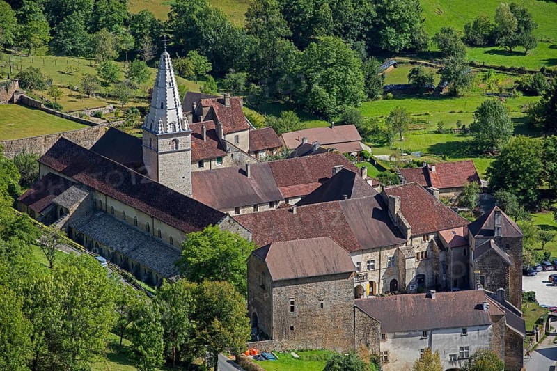 Aerial view over Baume Abbey