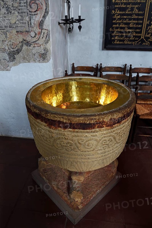 Golden baptismal font of the church of St. Severin
