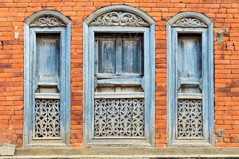 Colourful wooden windows