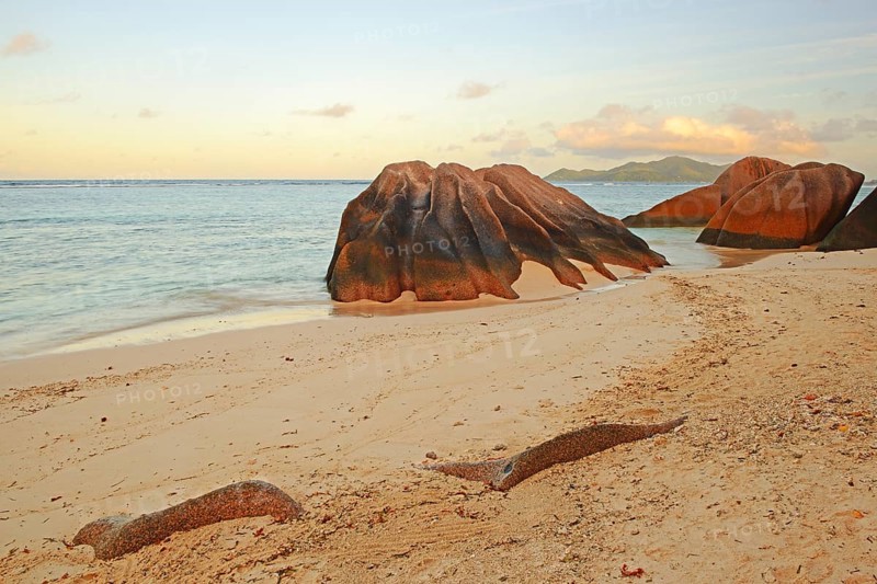 Beach and granite rocks at the dream beach Source d'Argent