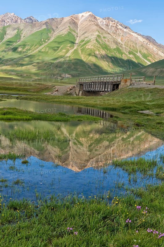 Mountains reflected in the water