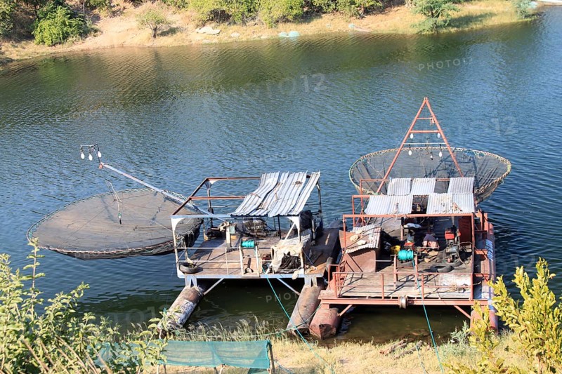 Fishing boats with nets to catch kapenta
