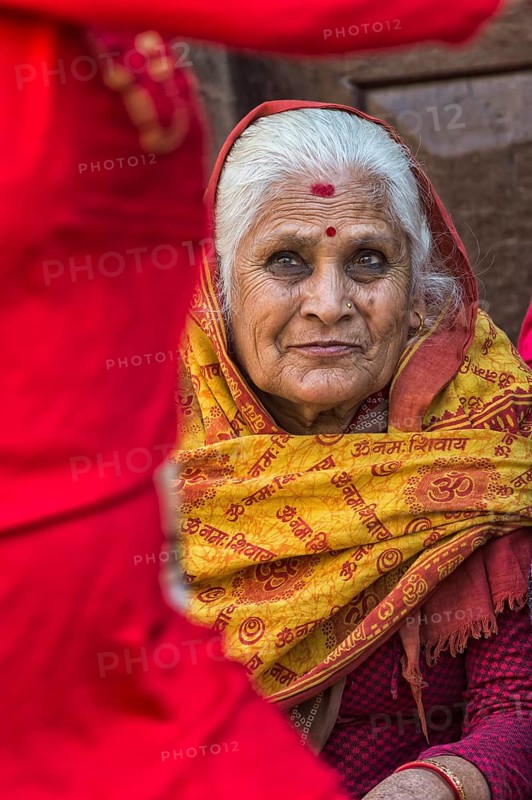 Nepalese woman with nose jewellery and headscarf