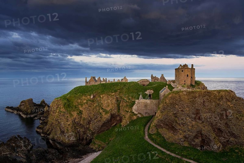 Menacing dark clouds above Dunnottar Castle
