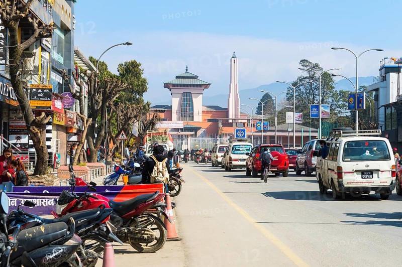 Durbar Marg Avenue and Narayanhiti Palace or New Royal Palace