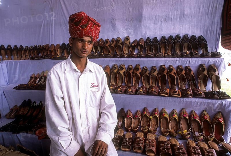 Typical leather shoes and chappals shop