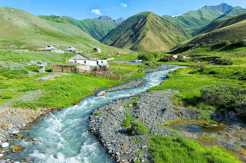 Mountain river settlement