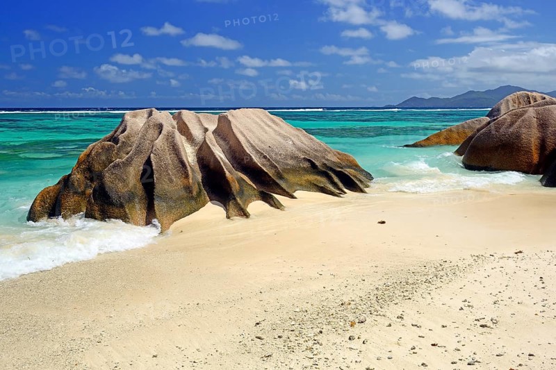 Beach and granite rocks at the dream beach Source d'Argent